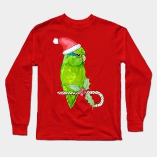 Green parrotlet christmas style Long Sleeve T-Shirt